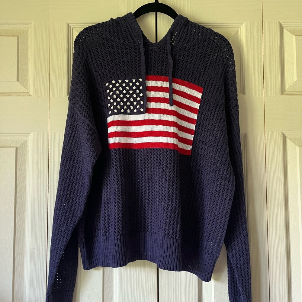 Universal Thread Navy American Flag Sweater with Hood